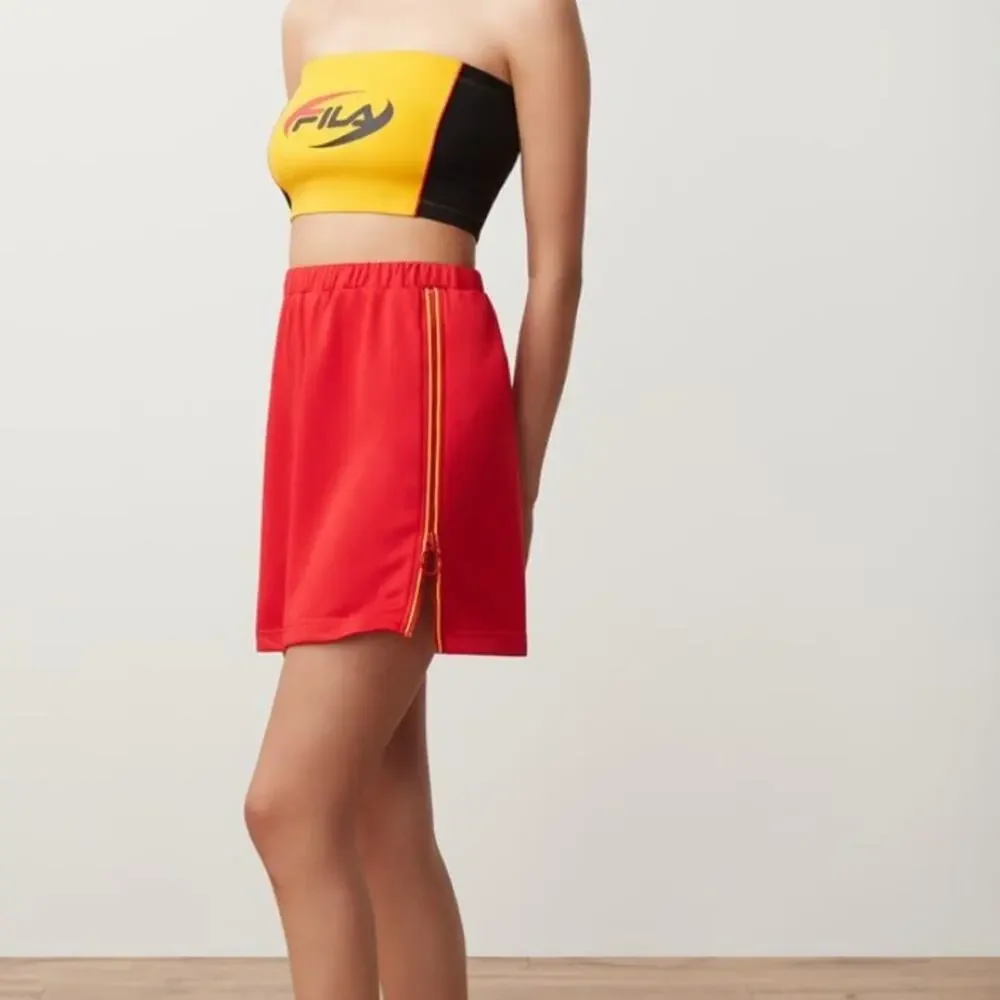 FILA NEW NWT Violeta Red and Yellow Retro Style Mini Skirt Womens Size Small
